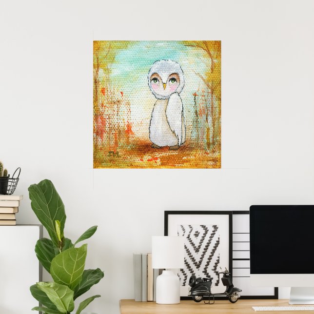 Whimsical Woodland Creature, Owl Art Poster (Home Office)