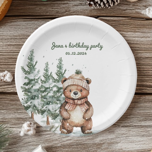 Whimsical Woodland Deer Birthday Green Paper Plate (Creator Uploaded)