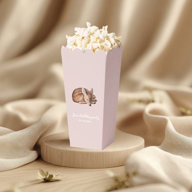 Whimsical Woodland Deer Birthday Popcorn  Favour Box (Creator Uploaded)