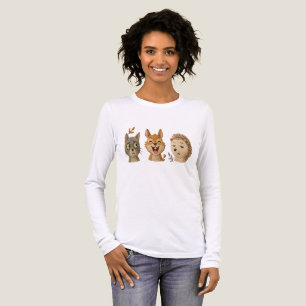 Whimsical Woodland Faces – Cute Embroidered Animal Tri-Blend Shirt