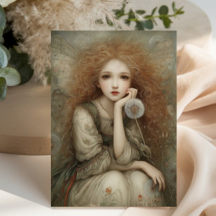 Whimsical Woodland Fairy Portrait with Dandelion  Invitation
