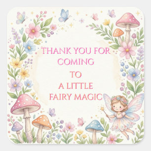Whimsical Woodland Fairy Watercolor 5th Birthday Square Sticker