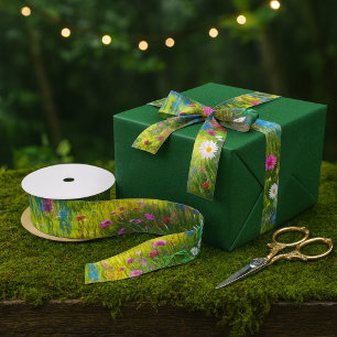 Whimsical Woodland Fairy Wildflower Satin Ribbon