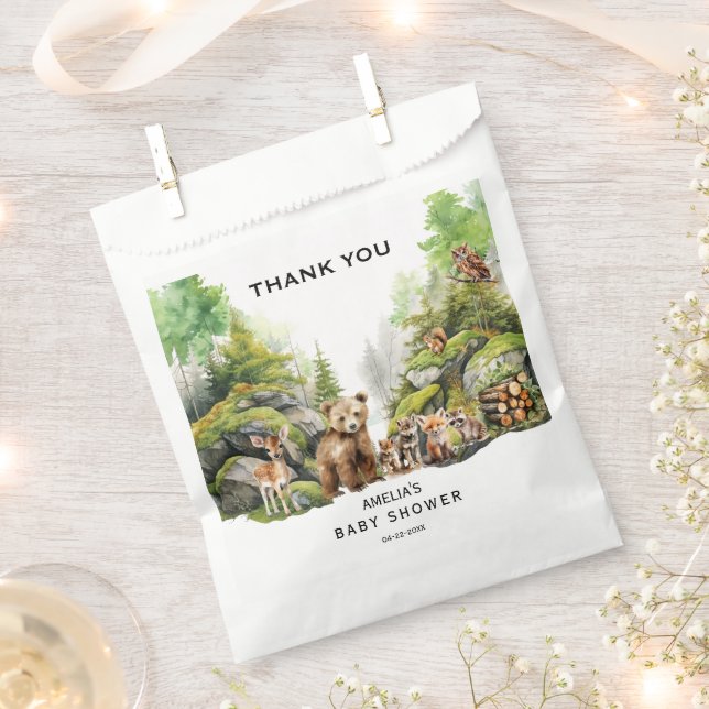 Whimsical Woodland Forest Animals Baby Shower Favour Bags (Clipped)