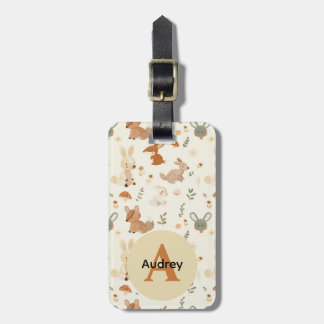 Whimsical Woodland Forest Animals Greenery Pattern Luggage Tag