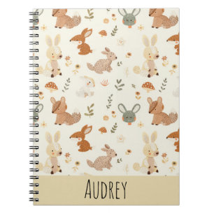 Whimsical Woodland Forest Animals Greenery Pattern Notebook