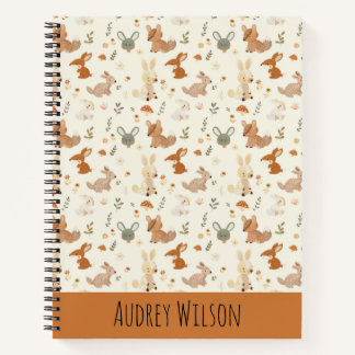Whimsical Woodland Forest Animals Greenery Pattern Notebook