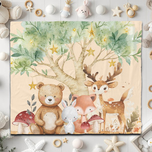 Whimsical Woodland Forest Animals Kids Fleece Blanket