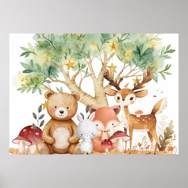 Whimsical Woodland Forest Animals Poster (Front)