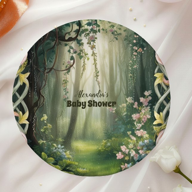 Whimsical Woodland Forest  Baby Shower Paper Plate (Creator Uploaded)
