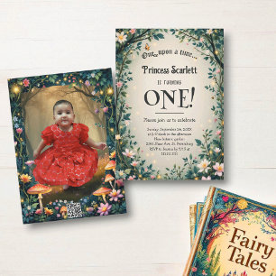 Whimsical Woodland Forest Fairytale 1st Birthday Invitation