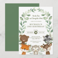 Whimsical Woodland Forest Friend Greenery Birthday