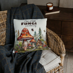Whimsical Woodland Forest Mushroom Baby Shower Cushion