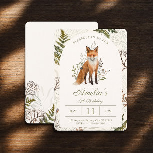 Whimsical Woodland Fox and Fern Botanical Invitation