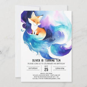 Whimsical Woodland Fox Birthday Invitation