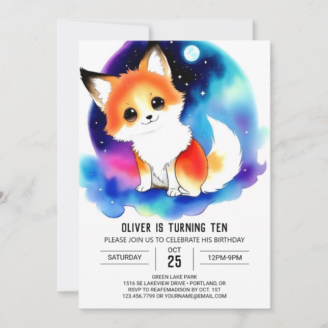 Whimsical Woodland Fox Delight Birthday Invitation (Front)