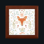 Whimsical Woodland Fox Gift Box<br><div class="desc">Woodland fox with green leaves. Artist: June Erica Vess. Image ID: 105549D.</div>