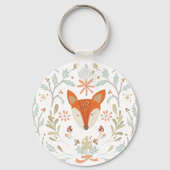 Whimsical Woodland Fox Key Ring (Front)