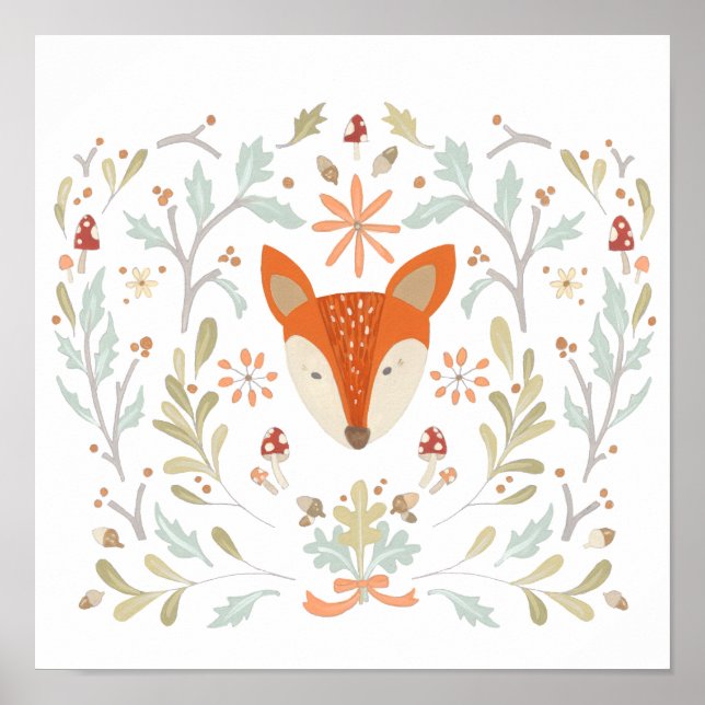 Whimsical Woodland Fox Poster (Front)