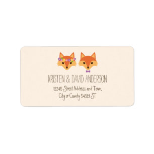 Whimsical Woodland Foxes Ivory Wedding Label
