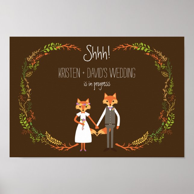Whimsical Woodland Foxes wedding in Progress Poster (Front)