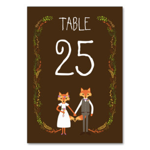 Whimsical Woodland Foxes Wedding Information Card
