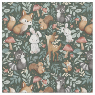 Whimsical Woodland Friends in the Forest Fabric