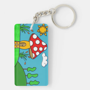 Whimsical Woodland Fungi Art Key Ring