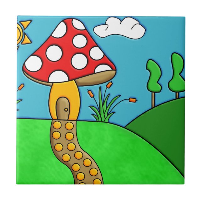 Whimsical Woodland Fungi Art Tile (Front)