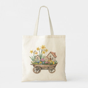 Whimsical Woodland – Hedgehog & Rustic Floral Cart Tote Bag