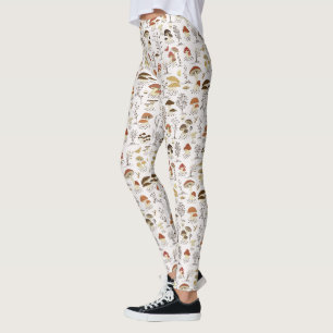 Whimsical Woodland Mushrooms Pattern Leggings