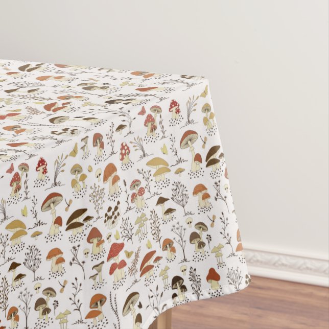 Whimsical Woodland Mushrooms Pattern Tablecloth (In Situ)
