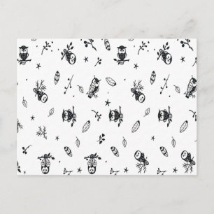 Whimsical Woodland Owl Pattern Postcard