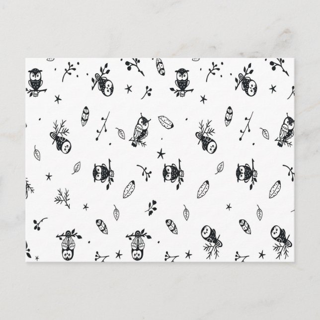 Whimsical Woodland Owl Pattern Postcard (Front)