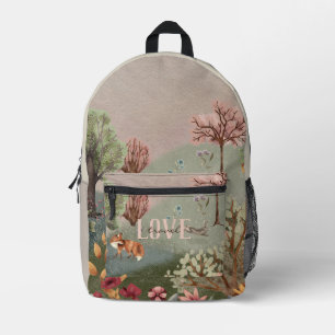 Whimsical Woodland Scene Coloured Pencil Printed Backpack