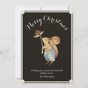 Whimsical Woodland Squirrel Christmas Holiday Card