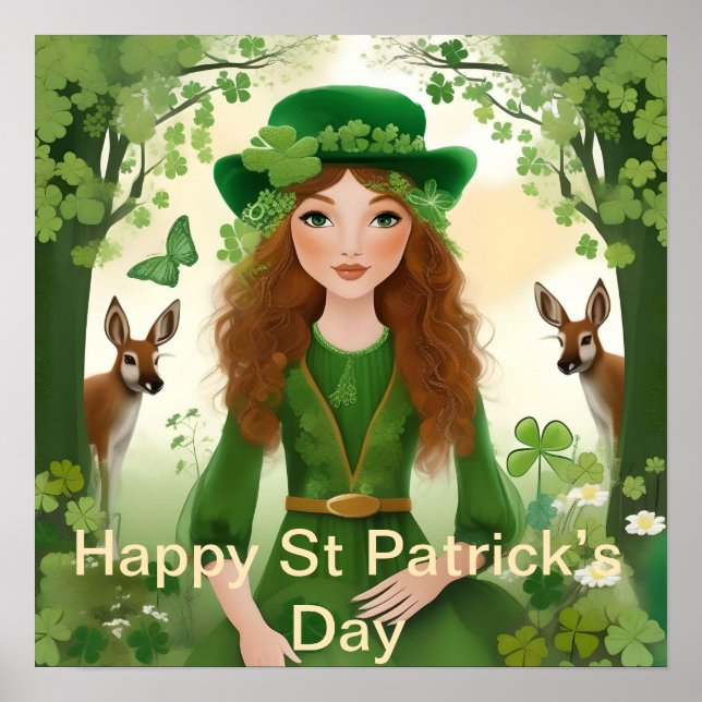 Whimsical Woodland St Patrick’s Day, St Patrick’s  Poster (Front)