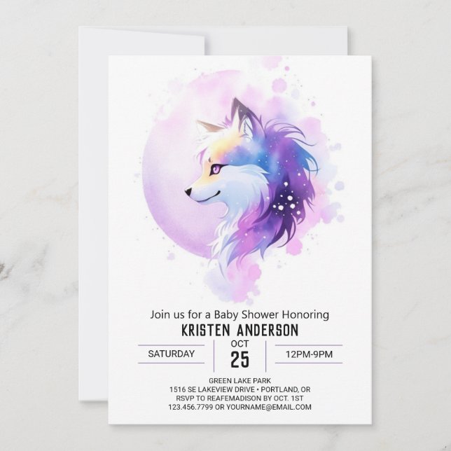 Whimsical Woodland Wolf Baby Shower Invitation (Front)