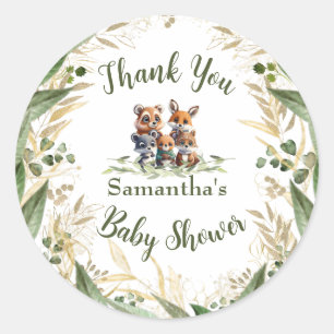 Whimsical Woodland Wonders: Baby Shower  Classic Round Sticker