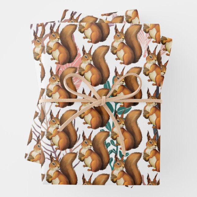 Whimsical Woodland Wrapping Paper Sheet (In situ)