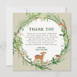 Whimsical Woodland Wreath Baby Shower Thank You Card