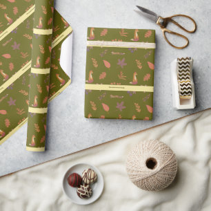 Whimsical Woodlands Fall Vibes Personalise Family Wrapping Paper
