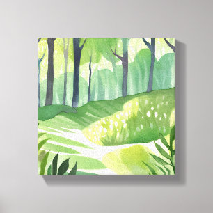Whimsical Woods   Forest Watercolor Landscape Canvas Print