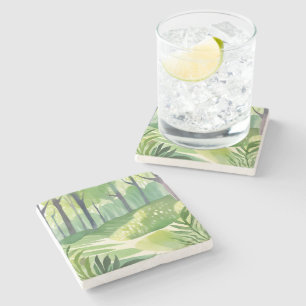Whimsical Woods Forest Watercolor Landscape Stone Coaster