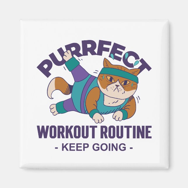 Whimsical Workout Cat Magnet (Front)