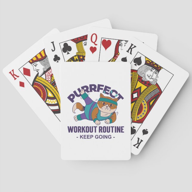 Whimsical Workout Cat Playing Cards (Back)
