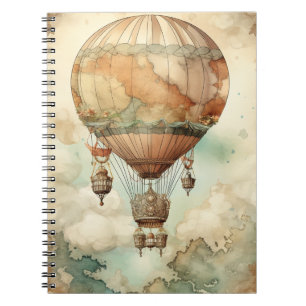 Whimsical World Globe Balloon Antique Teal Notebook
