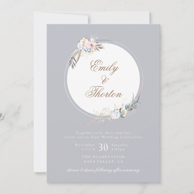 Whimsical Wreath Bohemian Wedding Invitation (Front)