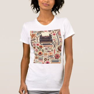 Whimsical Writer’s Garden — Cottagecore Typewriter T-Shirt