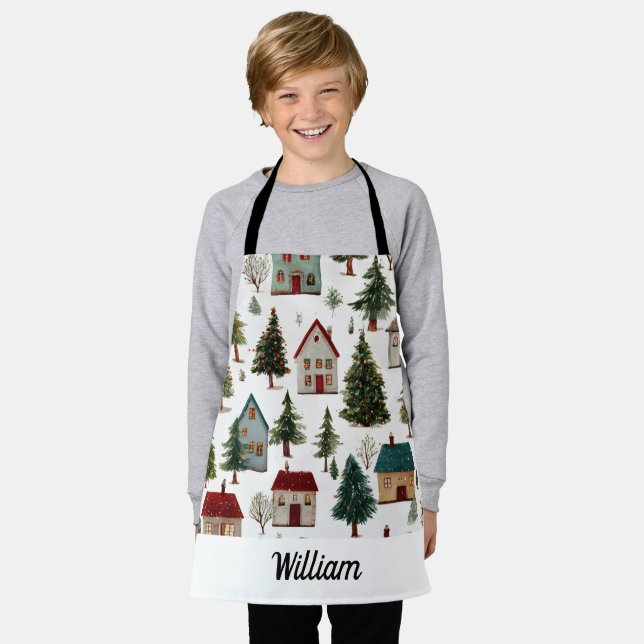 Whimsical Xmas Apron – Child’s Name (Worn)